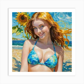 Sunflower Girlsgh Art Print