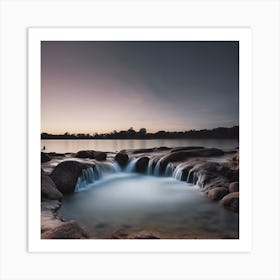 Waterfall At Dusk Art Print