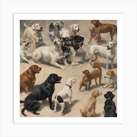Group Of Dogs Art Print
