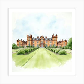 Watercolor View Of The Penshurst Place In Kent, Showcasing Its Grand Architecture And Scenic Gardens Art Print