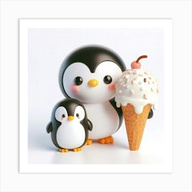 Ice Cream Penguins 5 Art Print