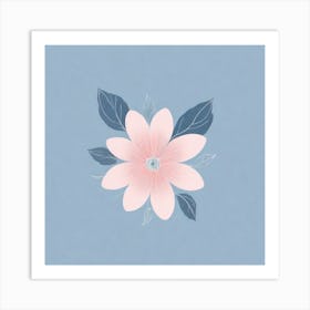 A White And Pink Flower In Minimalist Style Square Composition 636 Art Print