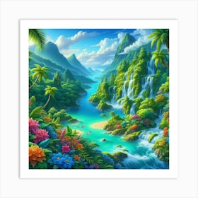 Tropical Landscape Painting Art Print