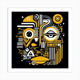 Abstract Geometric Yellow Face Art Print