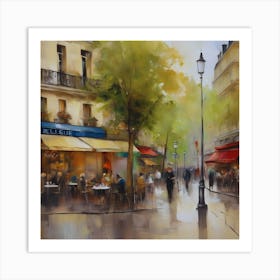 Paris Cafes.City of Paris. Cafes. Passersby, sidewalks. Oil colours.9 Art Print