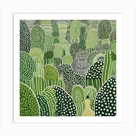 Yayoi Kusama Inspired Art Moss Green Trees Art Print Art Print