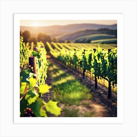 Vineyard At Sunset Art Print