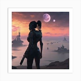 Woman In A Futuristic Setting Art Print