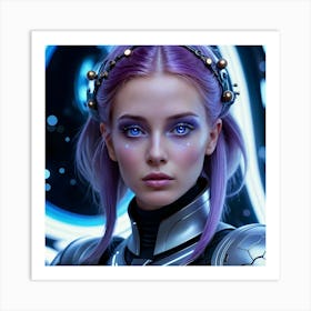 Futuristic Girl With Purple Hair 7 Art Print