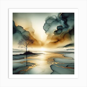 Sunset On The Lake 1 Art Print