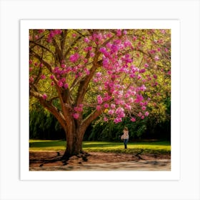 Pink Tree In The Park Art Print