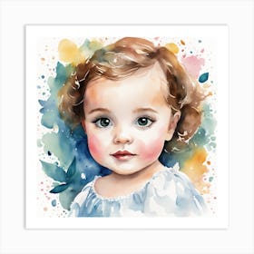 Watercolor Of A Little Girl Art Print