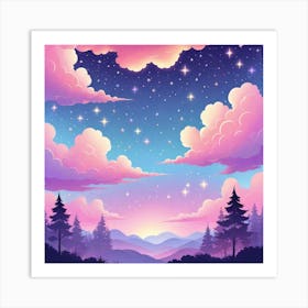 Sky With Twinkling Stars In Pastel Colors Square Composition 300 Art Print