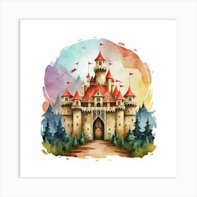 Watercolor Castle Art Print