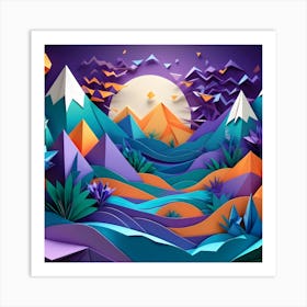 Abstract Landscape With Mountains Art Print