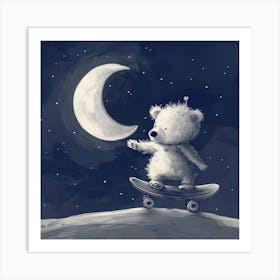 Teddy Bear On Skateboard 1 Art Print