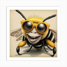 Bee With Sunglasses 1 Art Print