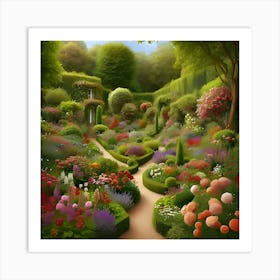 An Image Of A Picturesque Garden Adorned With Diverse, Vibrant Flowers In Full Bloom 3 Art Print