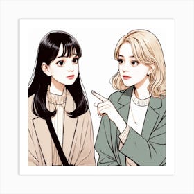 Two Cute Girls Art Print