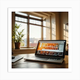 Laptop On A Desk Art Print