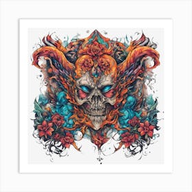 Skull And Flowers Art Print