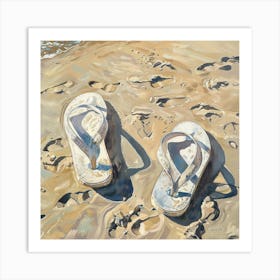 Flip Flops On The Sand Art Print