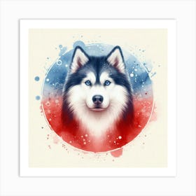 Watercolor Siberian Husky 2 Art Print