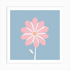 A White And Pink Flower In Minimalist Style Square Composition 430 Art Print