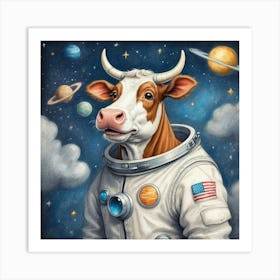 Cow In Space 9 Art Print