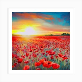 Poppies At Sunset Art Print