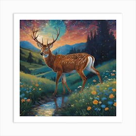 Deer In The Meadow Art Print