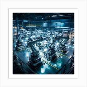 Aerial Drone View Capturing A Sprawling Futuristic Factory Panels Of Intricate Ai Control Systems B (7) Art Print