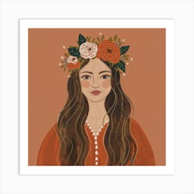 Girl With A Flower Crown 1 Art Print