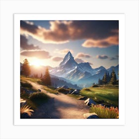 Sunset In The Mountains 38 Art Print