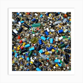 Plastic Bottles On The Beach Art Print