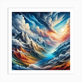 Clouds And Mountains Art Print