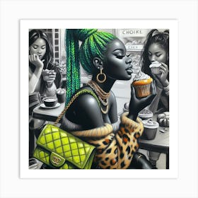 Woman With Green Hair Art Print