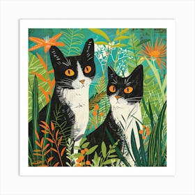 Feline Meadow Magic Art Print