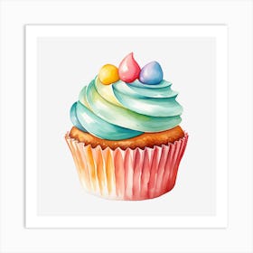 Watercolor Cupcake Art Print