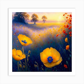 Poppies At Sunset 2 Art Print