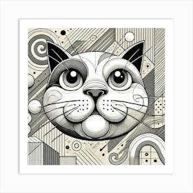 Neon Claws City Cat Art Print