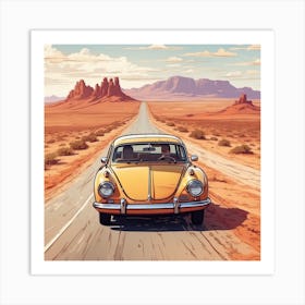 Vw Beetle In The Desert Art Print