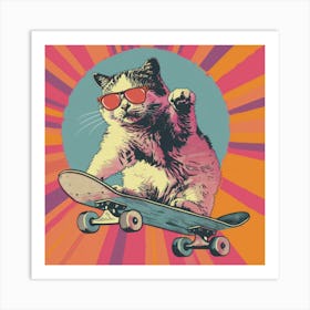 Skateboard Cat 11 Art Print