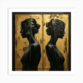 Two Women In Gold Art Print