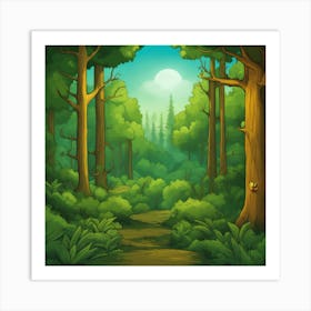 Forest Path Vector Illustration Art Print