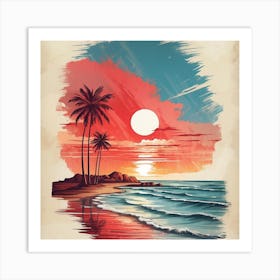 Sunset At The Beach Art Print