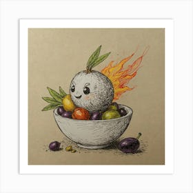 Flaming Fruit 1 Art Print