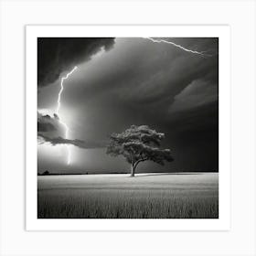 Lightning In A Field Art Print