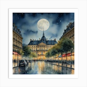 Love in the Parisian Air Paris at Night Art Print