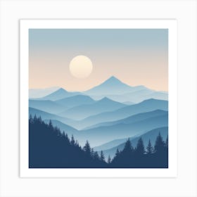 Misty mountains background in blue tone 61 Art Print